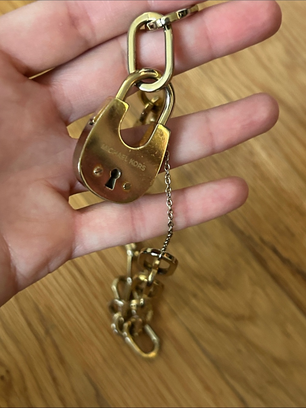 Gold-Tone Link Necklace with Padlock Pendant